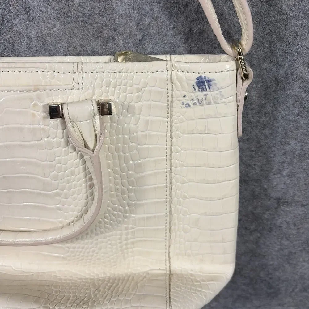 Brahmin Priscilla Satchel Natural Leighton Handbag Purse‎ Snakeskin Taupe